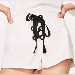 Zara Tie Front White Shorts